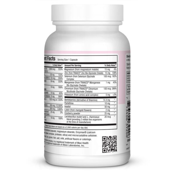 Version 1.0.0 Etiqueta Maxi Health vitaminas para mujer soporte digestivo