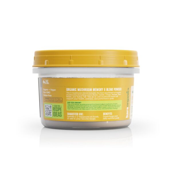 Etiqueta mezcla de memoria hongos orgánicos BareOrganics