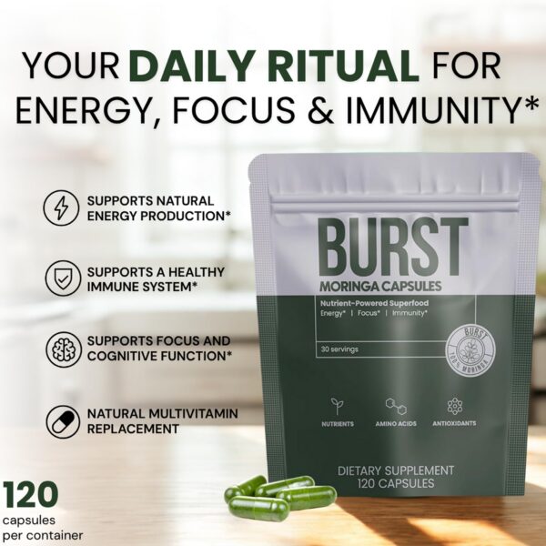 Etiqueta frontal de Moringa Burst