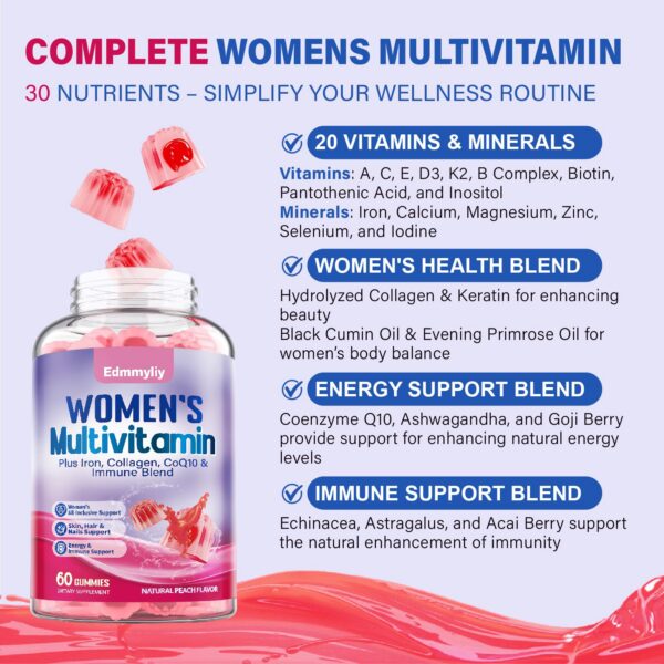 Etiqueta frontal multivitaminas Edmmyliy para piel y energía