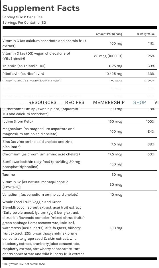 Etiqueta multivitamínico Dr Fuhrman Gentle Care