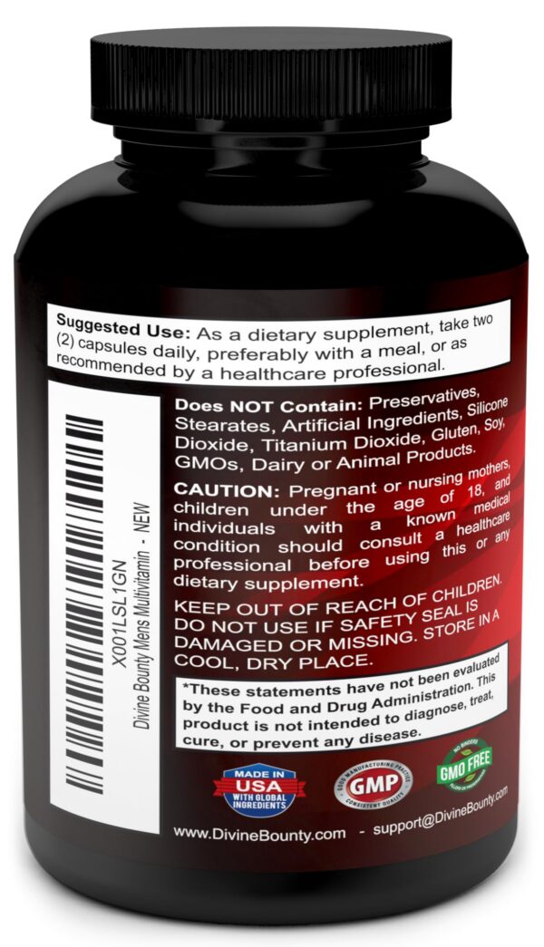 Etiqueta de multivitamínico para hombres Divine Bounty