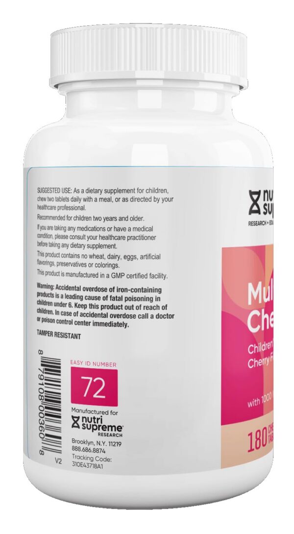 Etiqueta multivitamínico para niños sabor cereza NUTRI-SUPREME 180 unidades