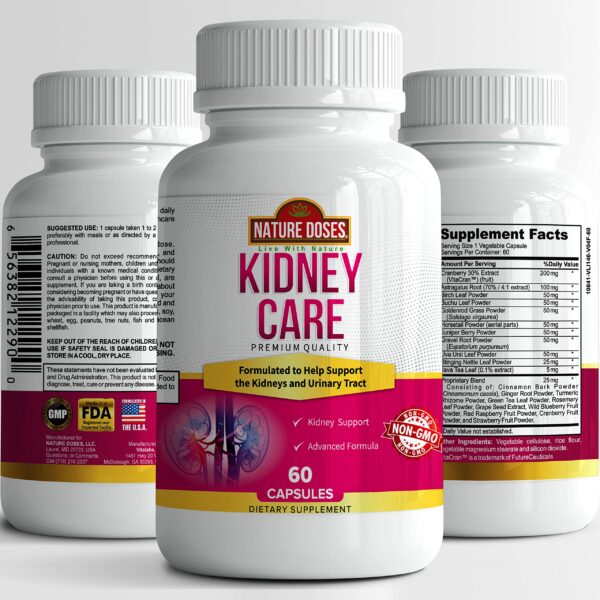 Etiqueta frontal suplemento NATURE DOSES Kidney Care