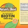Etiqueta Nature's Blend Biotina 100 tabletas