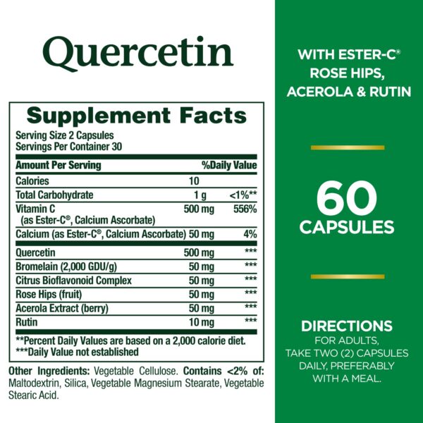 Etiqueta Nature's Bounty Quercetina suplemento inmunidad
