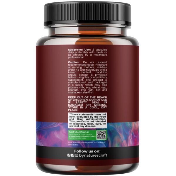 Etiqueta frontal Natures Craft cápsulas para apoyo articular y renal