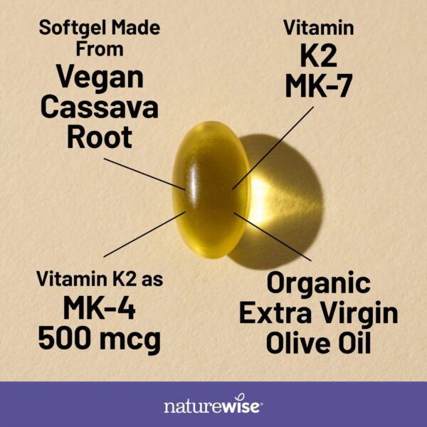 Etiqueta NatureWise Vitamina K2 MK-7 MK-4 suplemento vegano