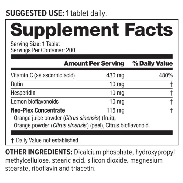 Etiqueta NeoLife Super C con ingredientes