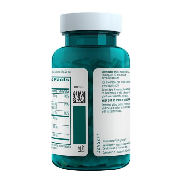 Etiqueta del suplemento NEURIVA Ultra con ingredientes naturales para cerebro