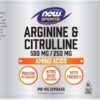 Etiqueta NOW Arginina Citrulina cápsulas vegetales