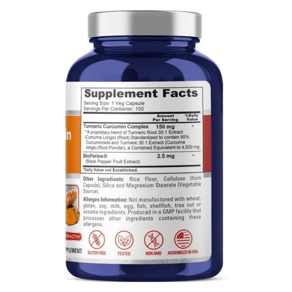 Etiqueta de NusaPure cúrcuma suplemento 150 cápsulas