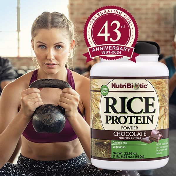 Etiqueta NutriBiotic proteína arroz chocolate 6.9 onzas