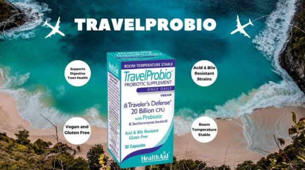 Etiqueta nutricional suplemento HealthAid TravelProbio