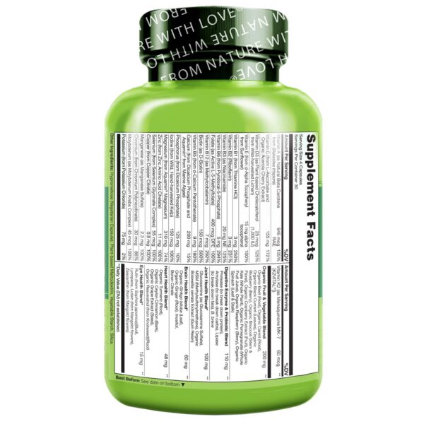 Etiqueta nutricional multivitamínico NATURELO 50+ mujeres