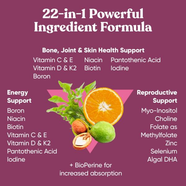 Etiqueta nutricional multivitamínico Next Gen para mujeres