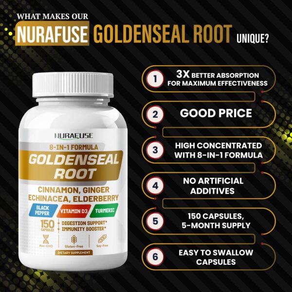 Etiqueta nutricional suplemento NURAFUSE sello de oro 150 cápsulas