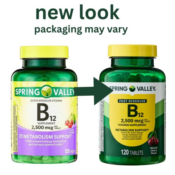 Etiqueta nutricional de vitamina B12 2500 mcg