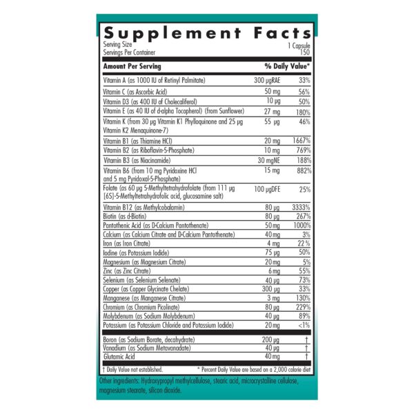Version 1.0.0 Etiqueta Nutricology Multi-Vi-Min suplemento con hierro