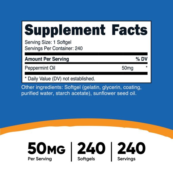 Version 1.0.0 Etiqueta Nutricost aceite de menta softgels 50 mg
