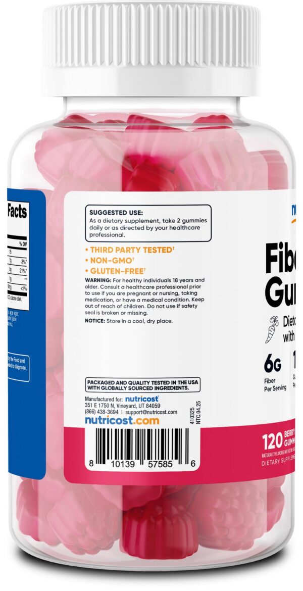 Etiqueta frontal de Nutricost Fiber Gummies