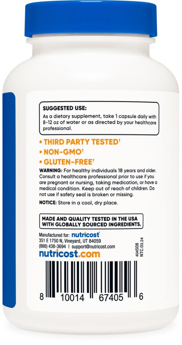 Etiqueta de Nutricost Isoflavonas de Soja sin gluten