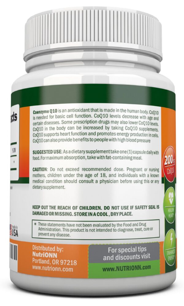 Version 1.0.0 Etiqueta NutriONN CoQ10 200mg detalles nutricionales