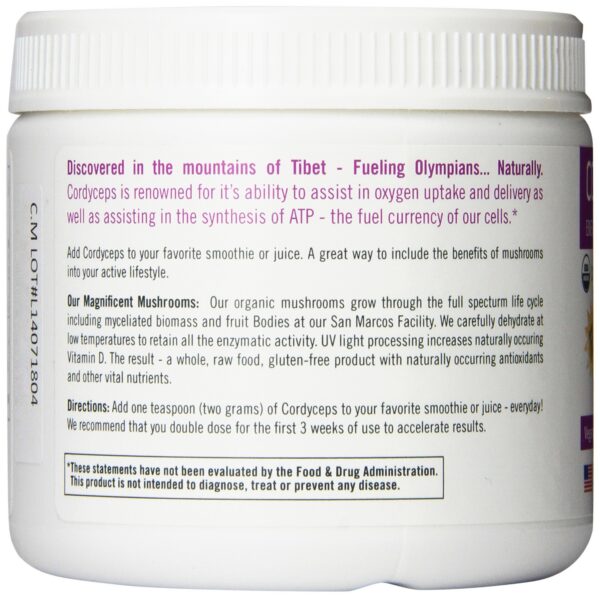 Etiqueta Om Mushroom Cordyceps suplemento natural