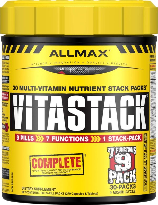 Etique y paquete de ALLMAX Nutrition Vitastack