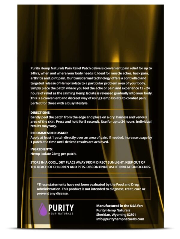 Etiqueta parche cáñamo Purity Hemp Naturals