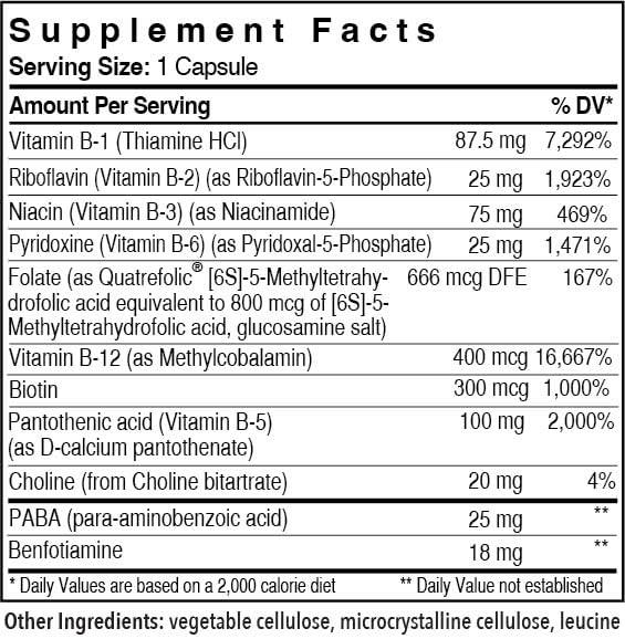 Version 1.0.0 Etiqueta Patient One suplemento complejo B con Quatrefolic