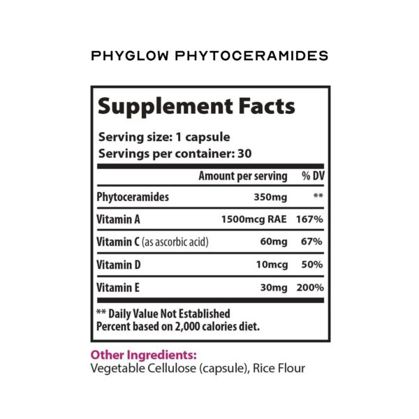 Etiqueta de producto PhyGlow ceramidas