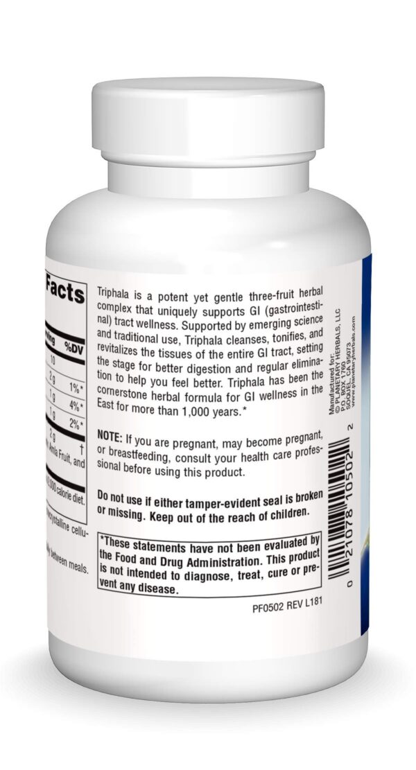 Etiqueta Planetary Herbals Triphala 500mg soporte digestivo