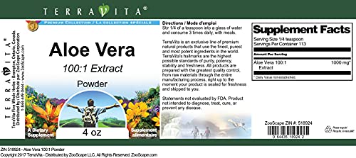 Etiqueta polvo Aloe Vera TerraVita 100:1 extracto natural