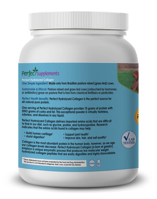 Etiqueta del polvo de colágeno hidrolizado Perfect Supplements