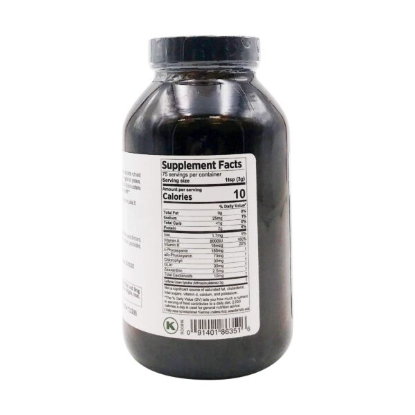 Etiqueta del polvo de espirulina 100% puro Pure Planet