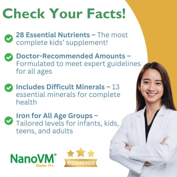 Etiqueta de polvo multivitamínico NanoVM Senior 71+