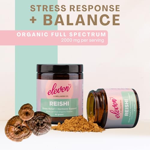 Etiqueta de polvo de reishi mostrando certificaciones