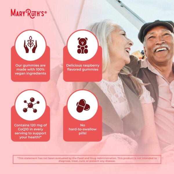 Etiqueta posterior gomitas CoQ10 MaryRuth Organics 60 unidades