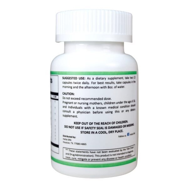 Etiqueta posterior Herbs SRA suplemento para hígado