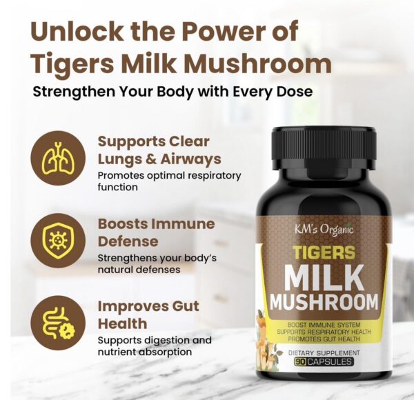 Etiqueta y presentación suplemento orgánico hongo Tiger’s Milk