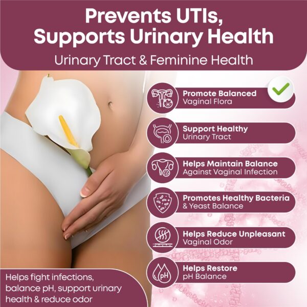 Etiqueta probiótico Dr. Wise para apoyo digestivo y urinario femenino