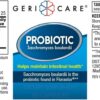 Etiqueta probiótico GeriCare reparación intestinal y alivio diarrea