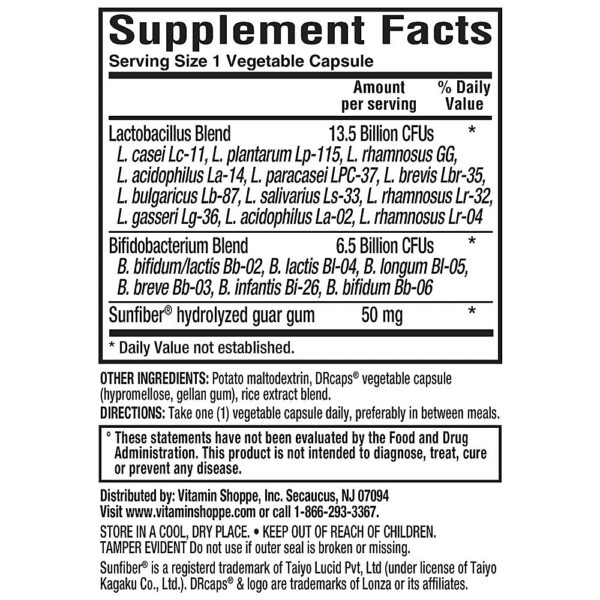 Etiqueta del probiótico ProBioCare con información de 18 cepas