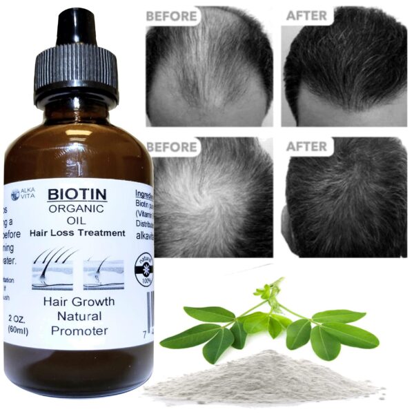 Etiqueta producto aceite biotina orgánica para el cabello