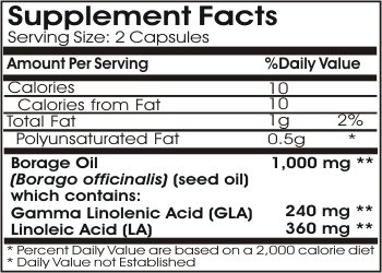 Etiqueta del producto en frasco de aceite de borraja