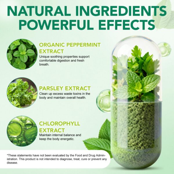 Etiqueta del producto clorofila y menta