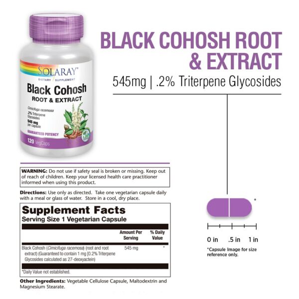 Etiqueta del producto Cohosh Negro Solaray 545mg