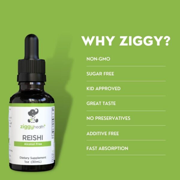 Etiqueta producto extracto de reishi Ziggy Health 1 oz