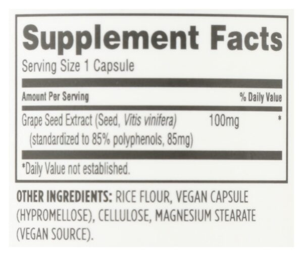 Etiqueta producto extracto semilla de uva Whole Foods Market